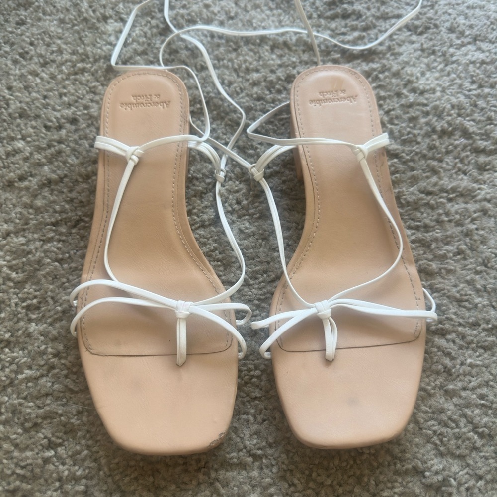 Abercrombie White Strappy Sandals